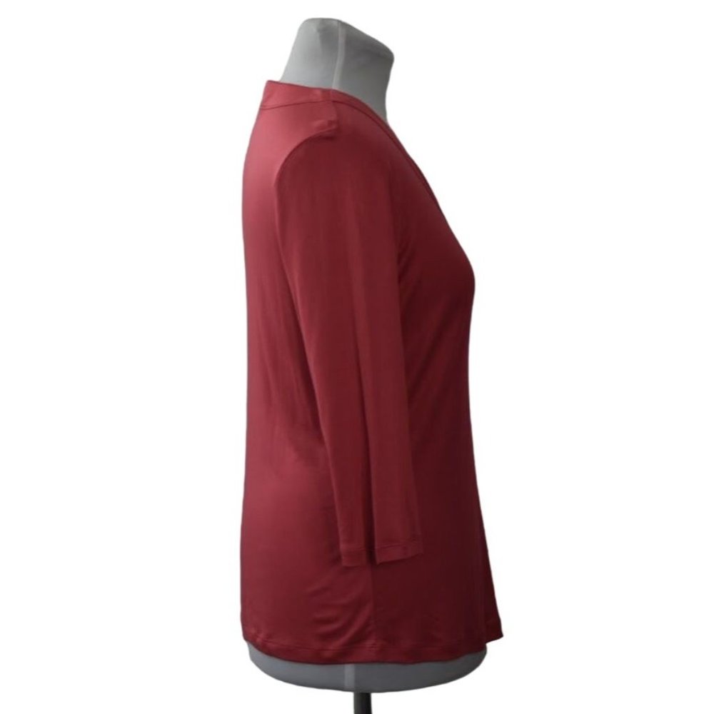 Charter Club Women Silk Top Shirt 1X Apricot Orange Faux Wrap V Neck Balbao I - Picture 2 of 7
